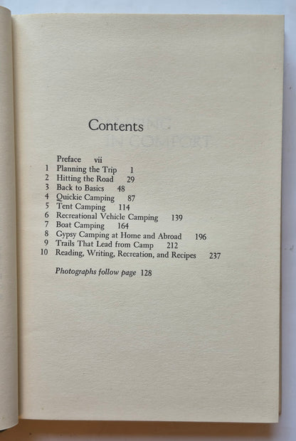 Camping in Comfort: A Guide to Modern Outdoor Vacations by Norman and Sil Strung (Very good, 1971, HC, 262 pgs, J.B. Lippincott)
