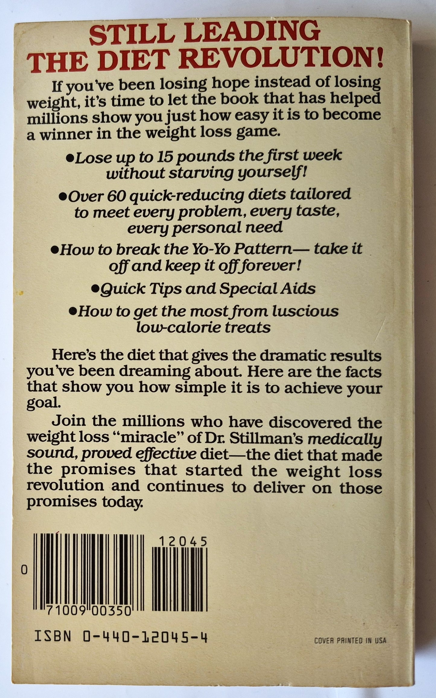 The Doctor's Quick Weight Loss Diet von Irwin M. Stillman; Samm S. Baker (Sehr gut, 1983, Taschenbuch, 252 Seiten, Dell)