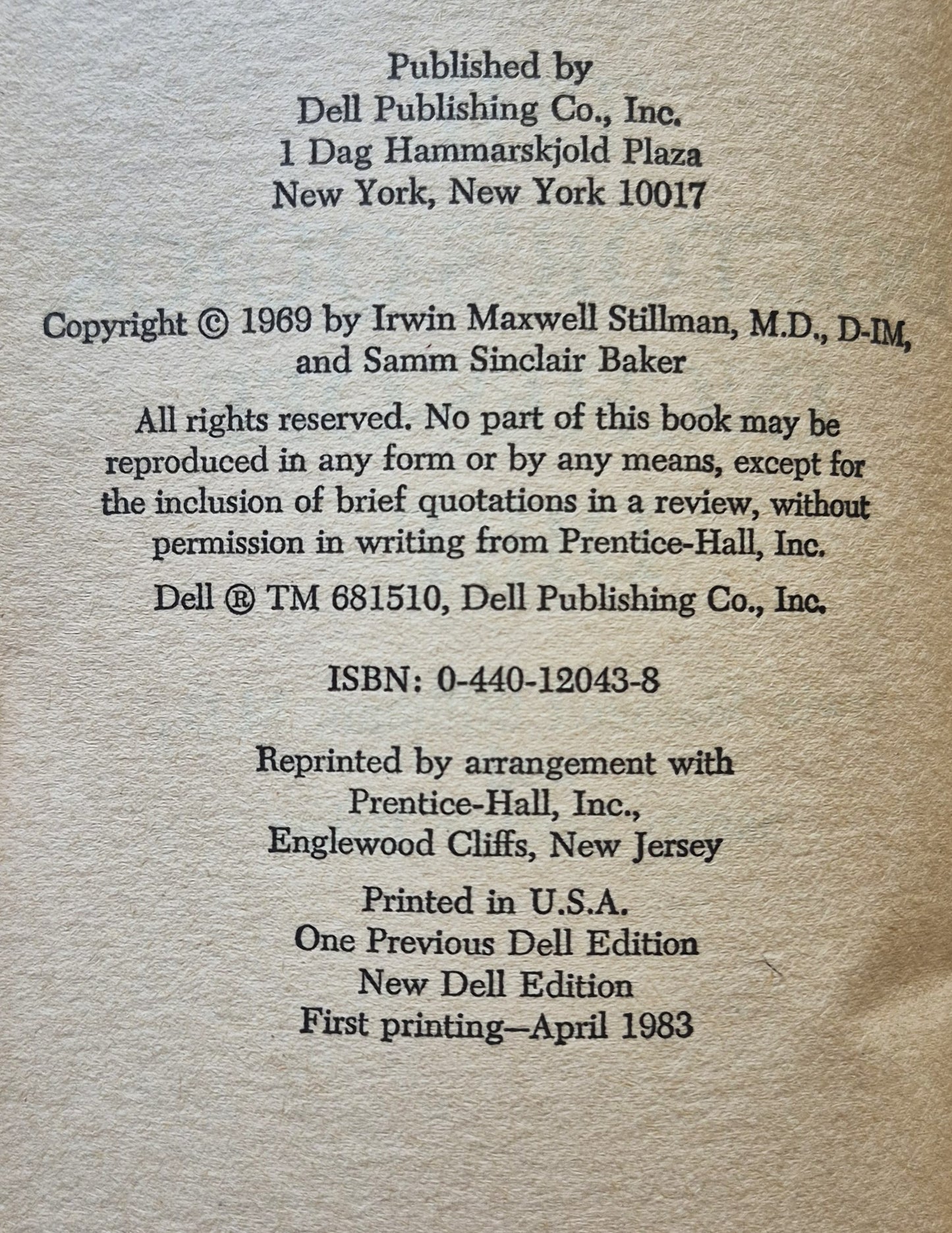 The Doctor's Quick Inches-Off Diet von Irwin M. Stillman; Samm S. Baker (Sehr gut, 1983, Taschenbuch, 311 Seiten, Dell)