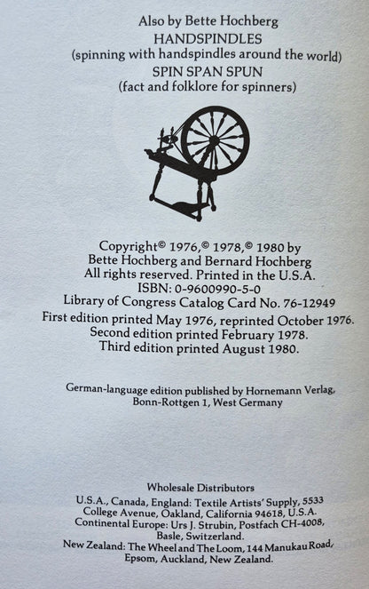 Handspinner's Handbook von Bette Hochberg (Sehr gut, 1980, Taschenbuch, 66 Seiten)