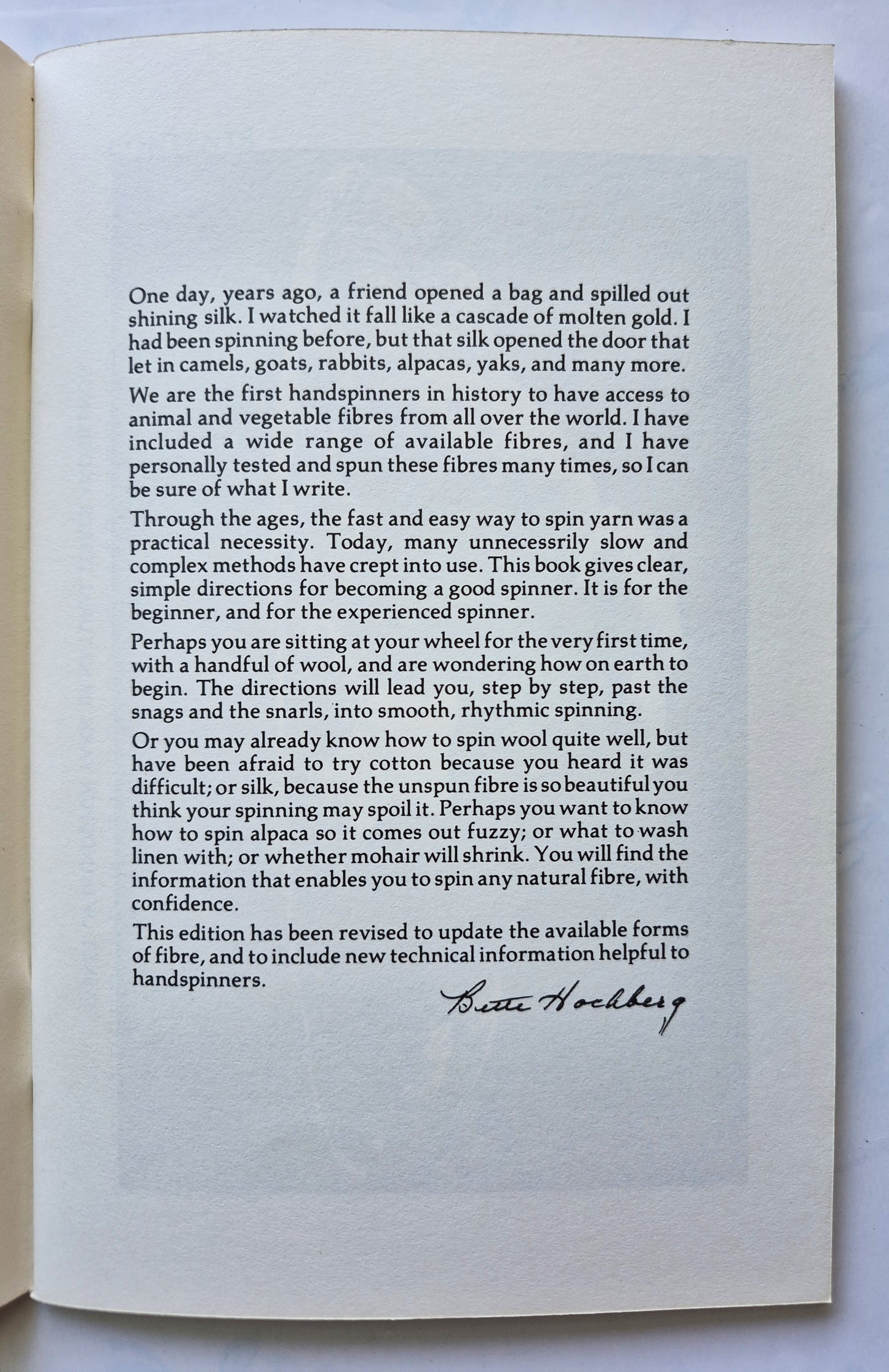 Handspinner's Handbook von Bette Hochberg (Sehr gut, 1980, Taschenbuch, 66 Seiten)