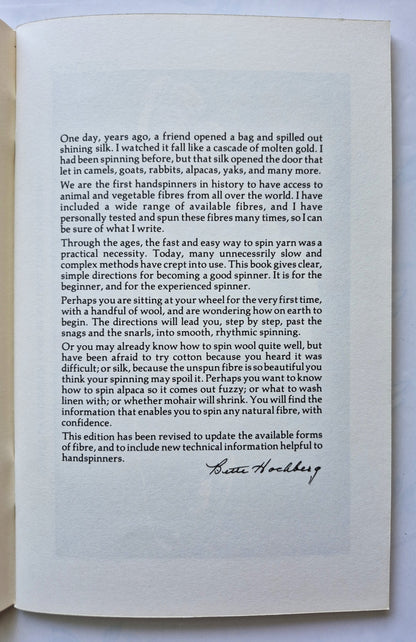 Handspinner's Handbook von Bette Hochberg (Sehr gut, 1980, Taschenbuch, 66 Seiten)