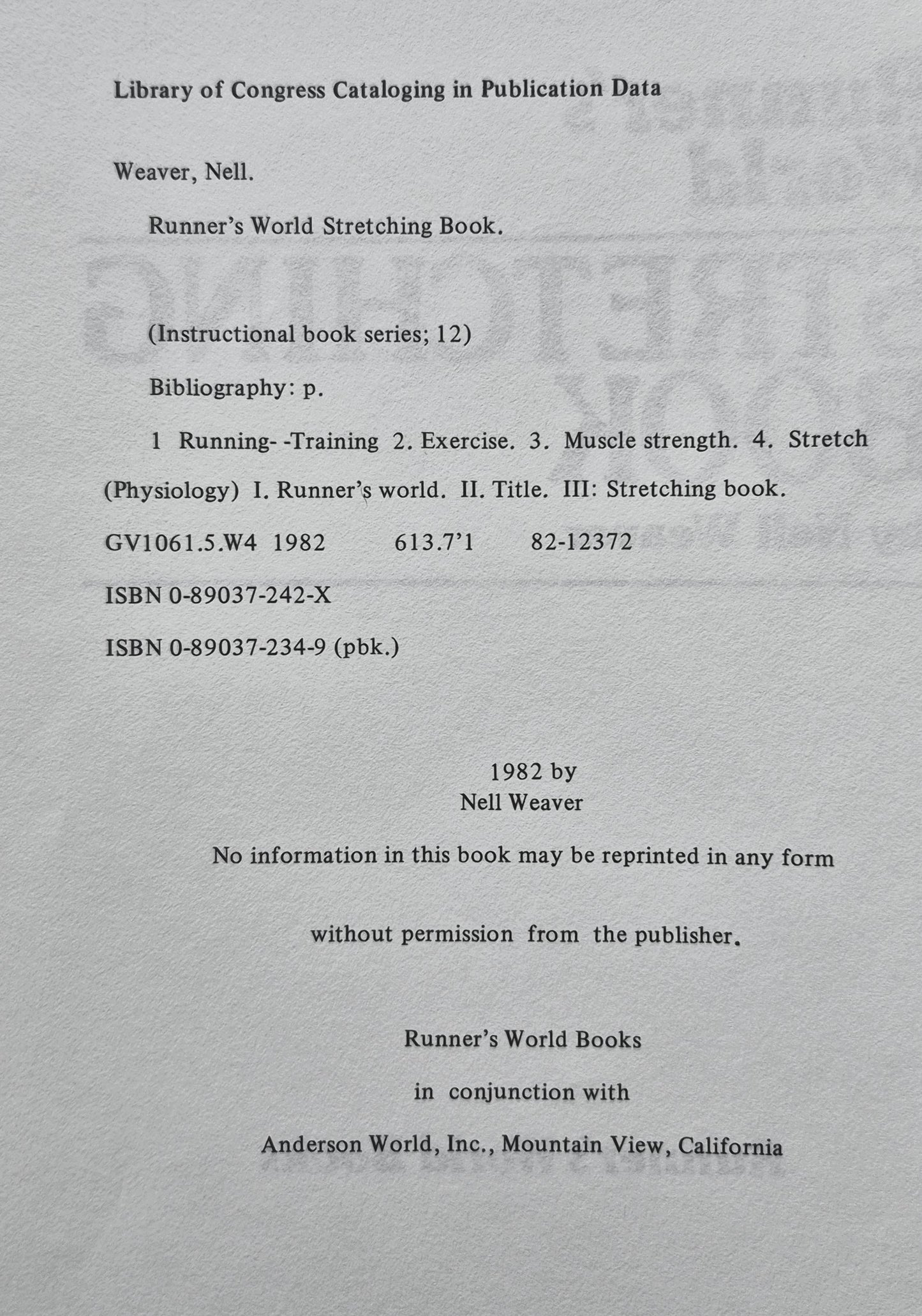 Stretching Book von Nell Weaver (Gut, 1982, Broschur, 196 S., Runner's World Books)