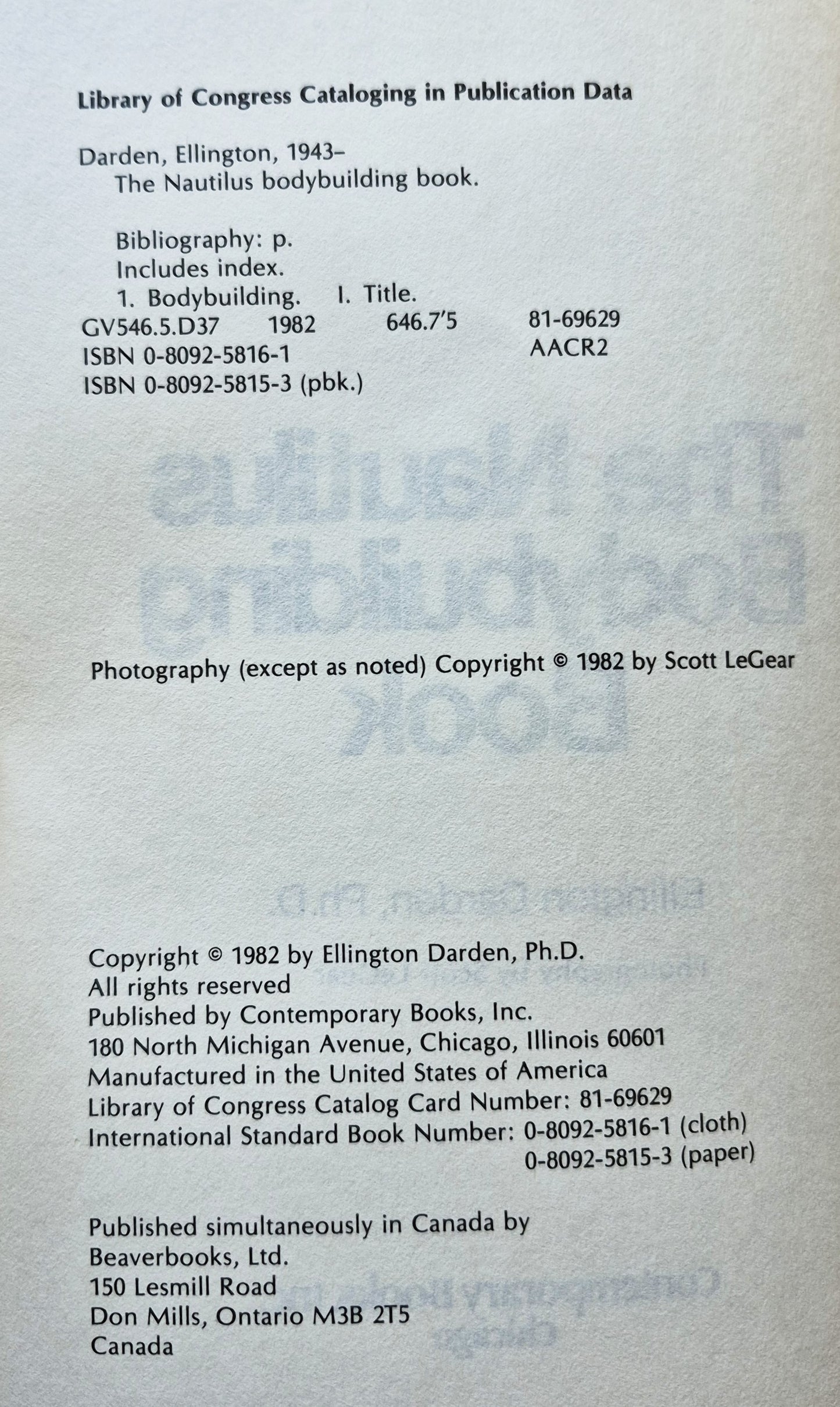 The Nautilus Bodybuilding Book von Ellington Darden (Gut, 1981, TB, 306 Seiten, Contemporary Books)