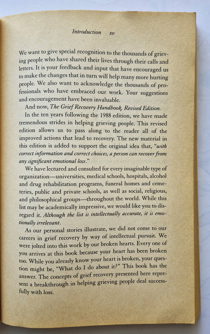 The Grief Recovery Handbook von John W. James; Russell Friedman (Akzeptabel, 1998, Taschenbuch, 173 Seiten, Collins)