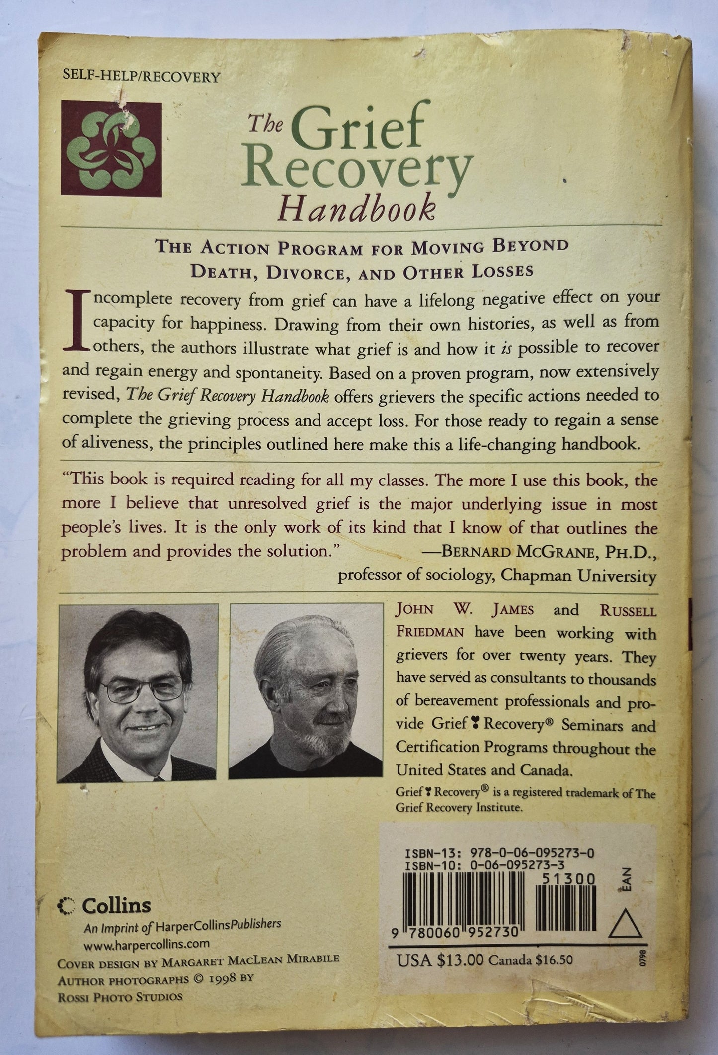 The Grief Recovery Handbook von John W. James; Russell Friedman (Akzeptabel, 1998, Taschenbuch, 173 Seiten, Collins)