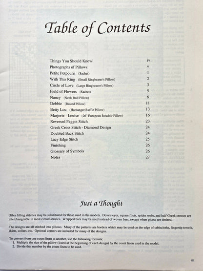 Hardanger Potpourri of Pillows von Janice Love (Sehr gut, 1991, Pb., 27 Seiten, Love 'N Stitches)