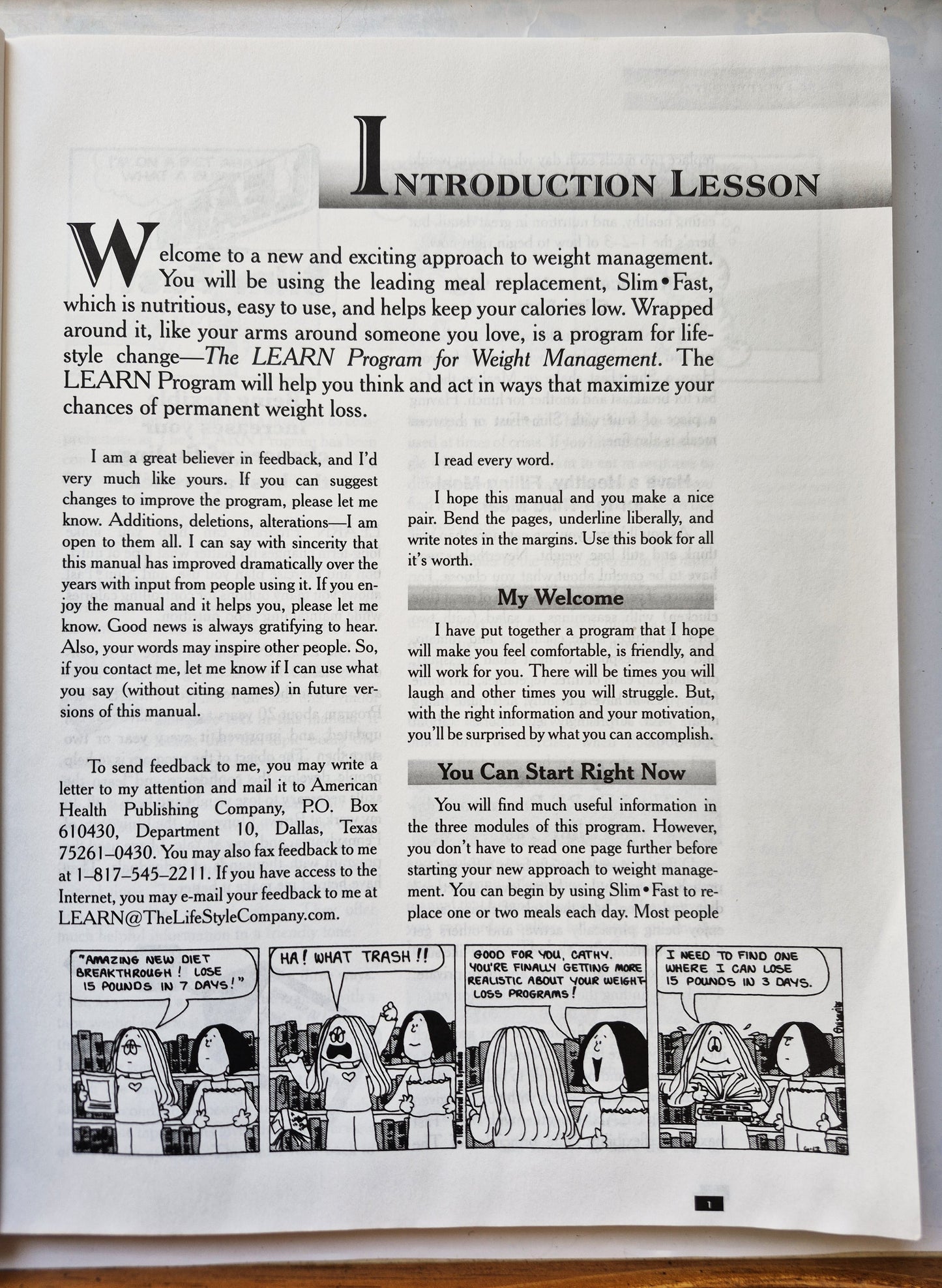 Das LEARN-Programm zum Gewichtsmanagement Modul Eins von Kelly D. Brownell (Sehr gut, 2000, Pbk, 138 S., American Health Pub.)