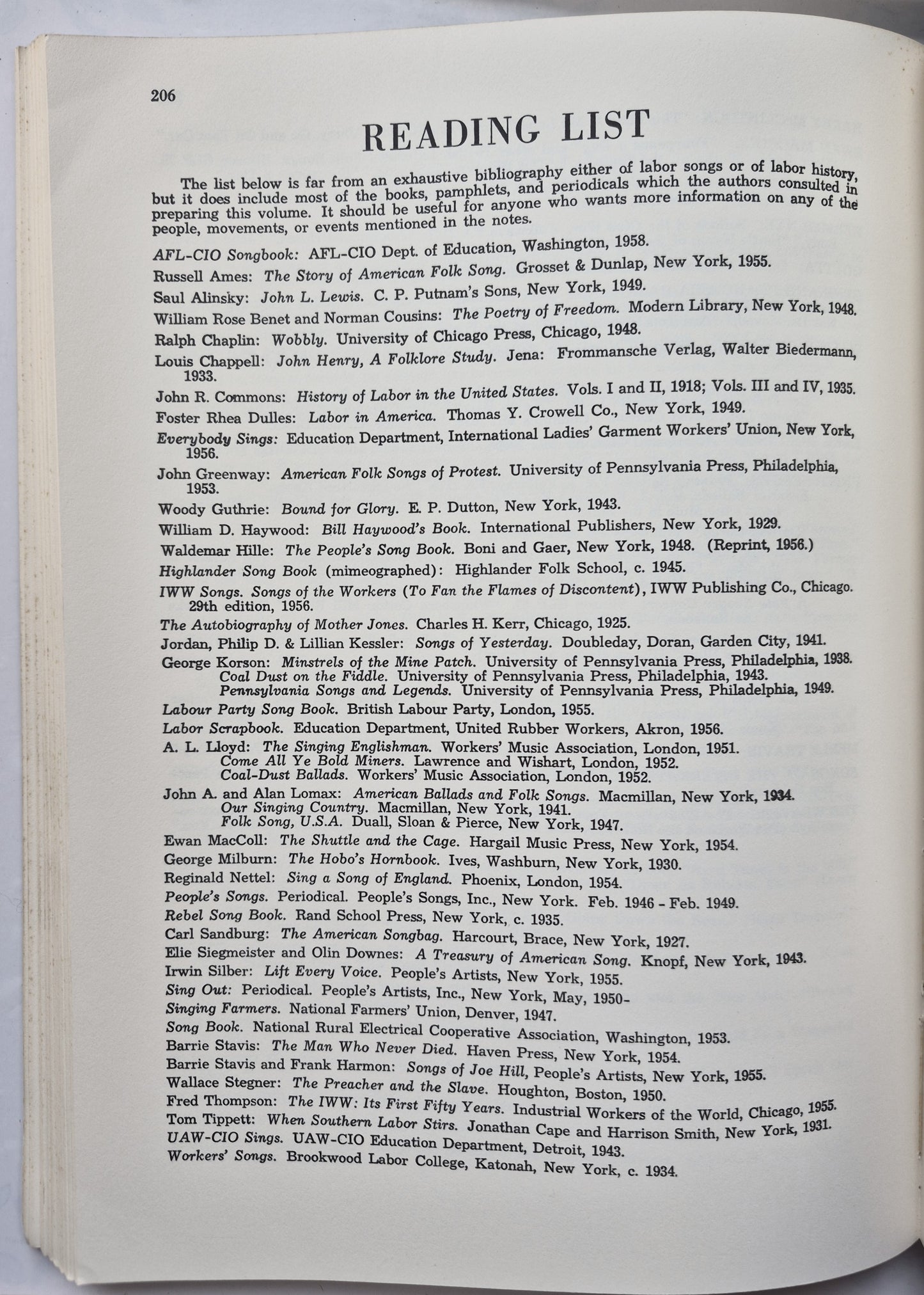 Songs of Work and Protest: 100 Favorite Songs of American Workers von Edith Fowke; Joe Glazer (Gut, 1973, Taschenbuch, 209 Seiten, Dover)