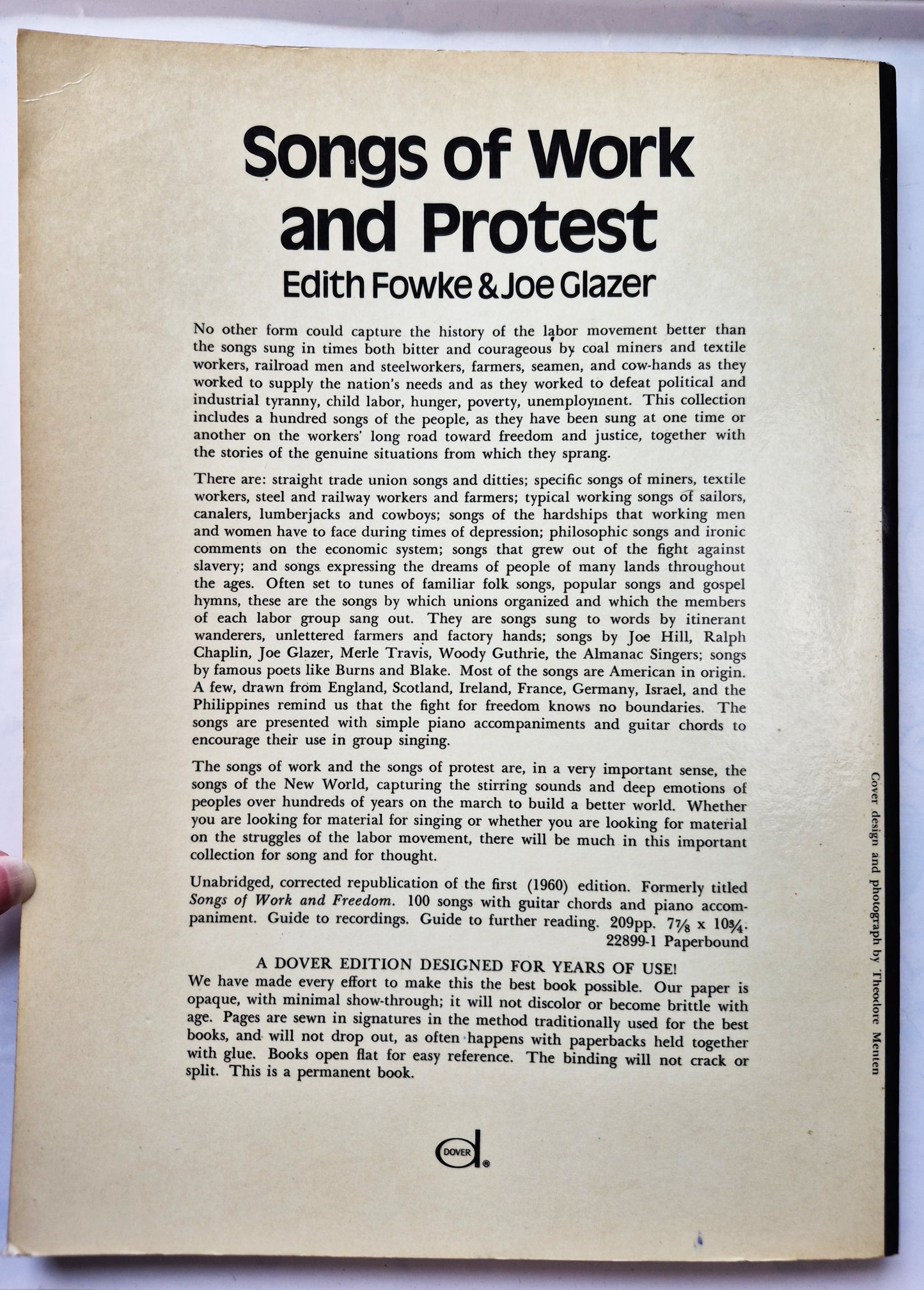 Songs of Work and Protest: 100 Favorite Songs of American Workers von Edith Fowke; Joe Glazer (Gut, 1973, Taschenbuch, 209 Seiten, Dover)