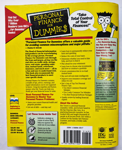 Geld für Dummies von Eric Tyson (Sehr gut, 1994, Pbk, 412 S., IDG Books)