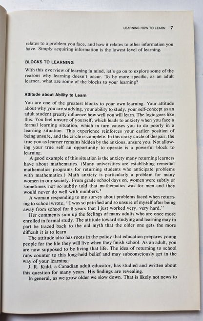 Lerntechniken für Erwachsene, die in die Schule zurückkehren von Jerold W. Apps (Gut, 1982, Taschenbuch, 200 Seiten, McGraw Hill Inc.)