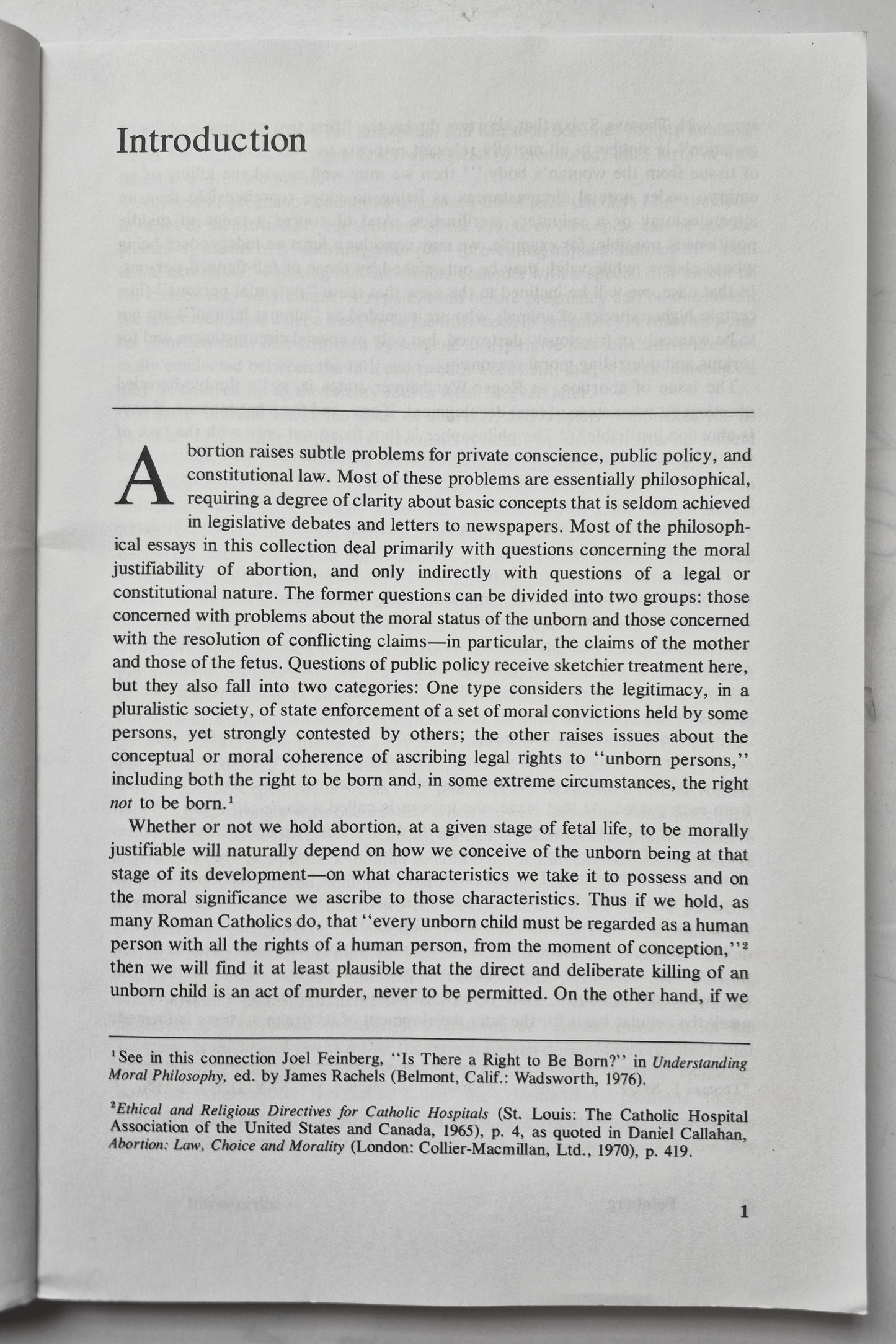 The Problem of Abortion by Joel Feinberg (Sehr gut, 1984, TB, 201 S., Wadsworth Pub.)