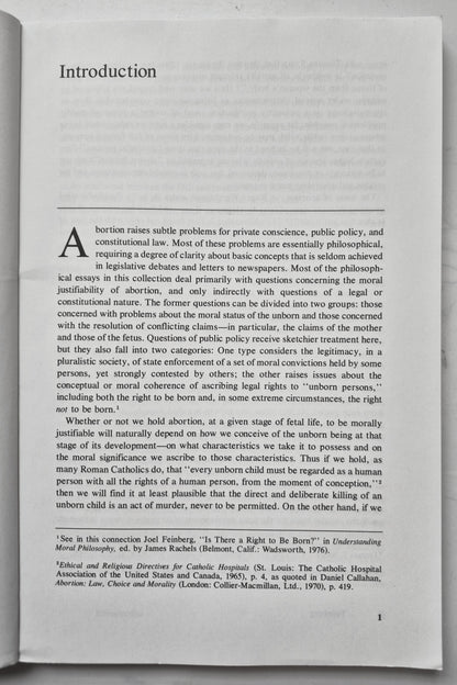 The Problem of Abortion by Joel Feinberg (Sehr gut, 1984, TB, 201 S., Wadsworth Pub.)