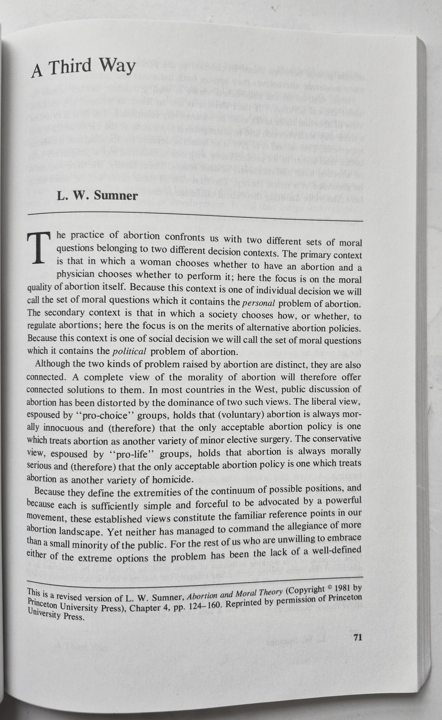 The Problem of Abortion by Joel Feinberg (Sehr gut, 1984, TB, 201 S., Wadsworth Pub.)