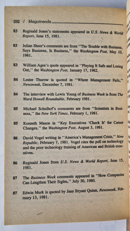 Megatrends: Zehn neue Entwicklungen, die unser Leben verändern von John Naisbitt (Gut, 1984, Pbk, 333 S., Warner Books)