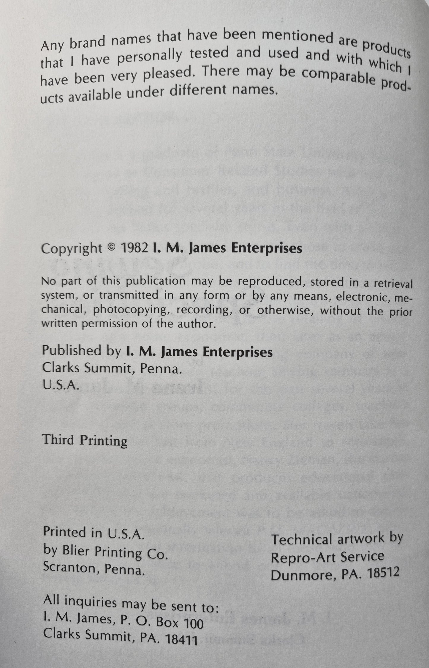 Sewing Specialtities von Irene M. James (Sehr gut, 1982, TB, 58 S., IM James Enterprises)