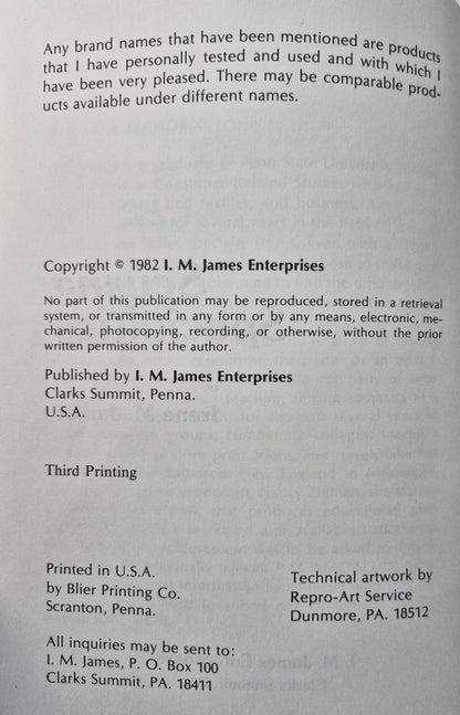Sewing Specialtities von Irene M. James (Sehr gut, 1982, TB, 58 S., IM James Enterprises)