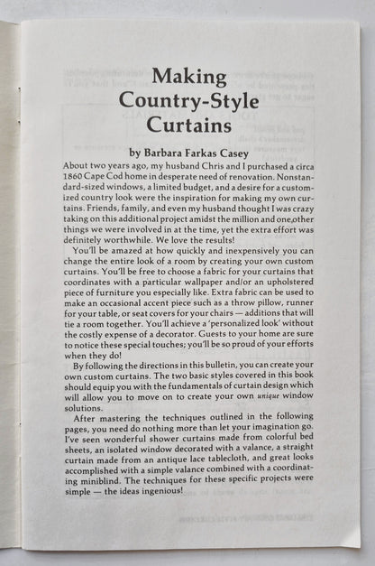 Making Country-Style Curtains von Barbara F. Casey (Sehr gut, 1987, Pbk, 32 S., Story Books)