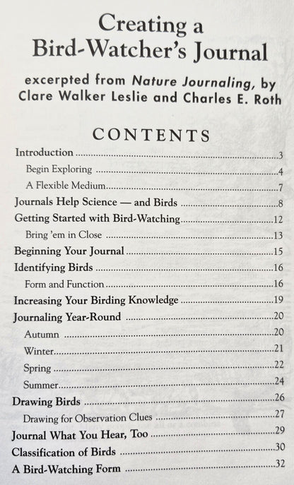 Creating a Bird-Watcher's Journal von Clare W. Leslie; Charles E. Roth (Sehr gut, 1999, Taschenbuch, 32 Seiten, Storey Books)