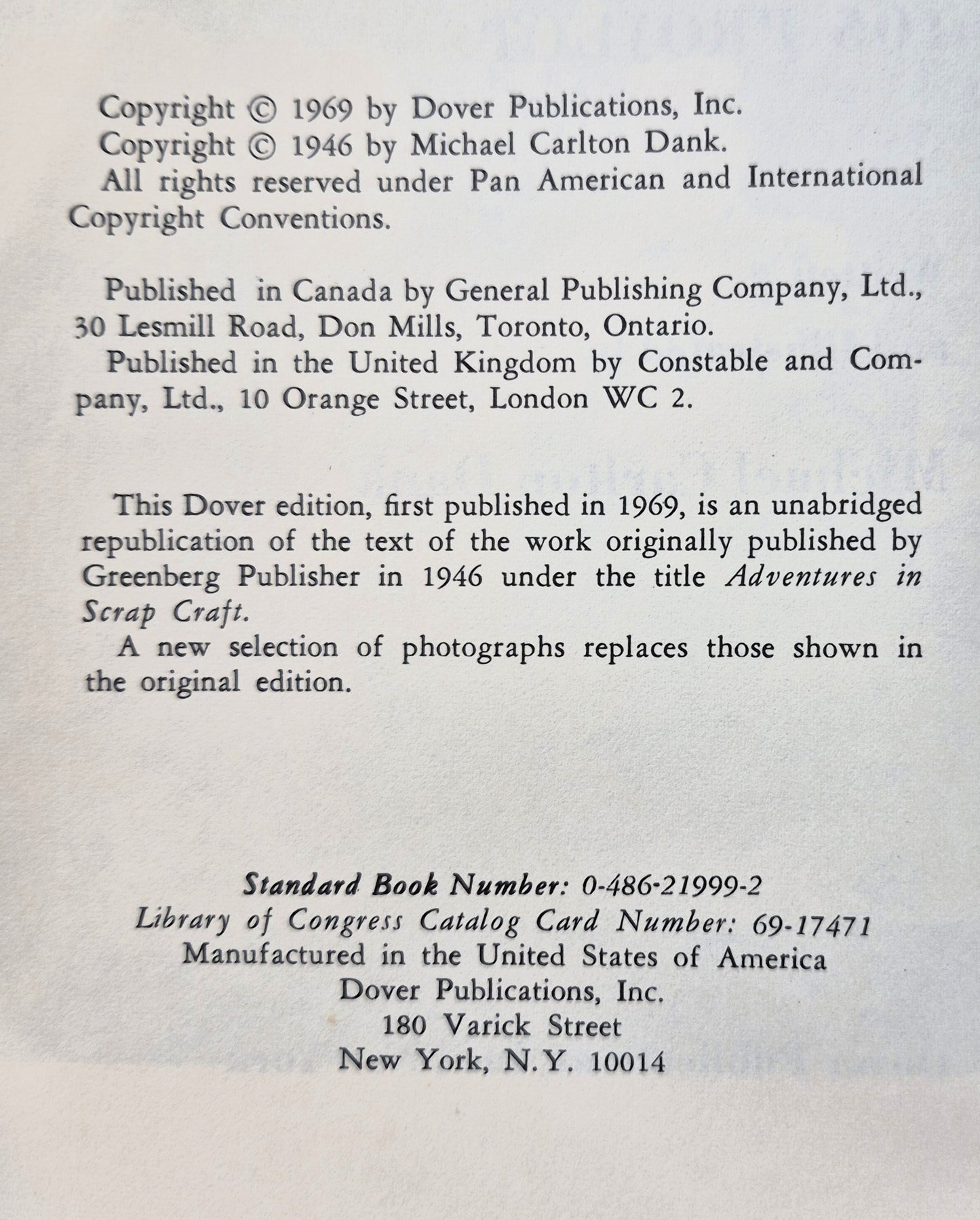 Scrap Craft 105 Projekte von Michael C. Dank (Gut, 1969, Pb., 376 S., Dover)