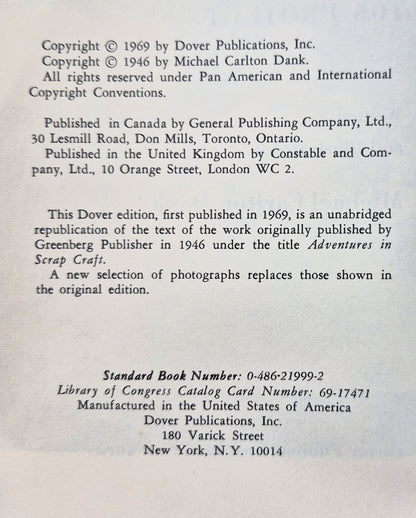 Scrap Craft 105 Projekte von Michael C. Dank (Gut, 1969, Pb., 376 S., Dover)