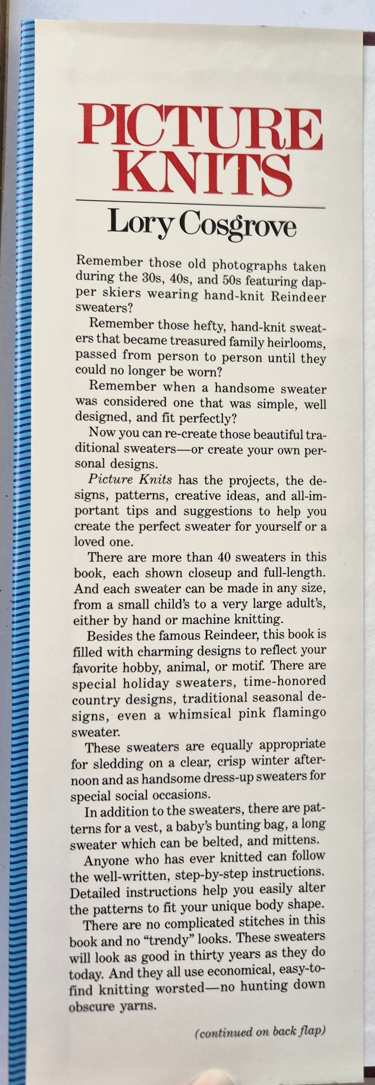 Picture Knits: More than Forty Distinctive Easy-to-Make Sweater Patterns by Lori Cosgrove (Sehr gut, 1989, HC, 128 Seiten, Sterling Lark)