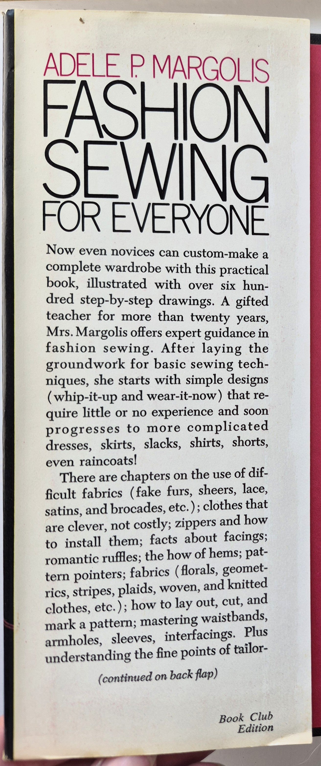 Fashion Sewing for Everyone von Adele P. Margolis (Gut, 1974, HC, 435 S., Doubleday & Co.)