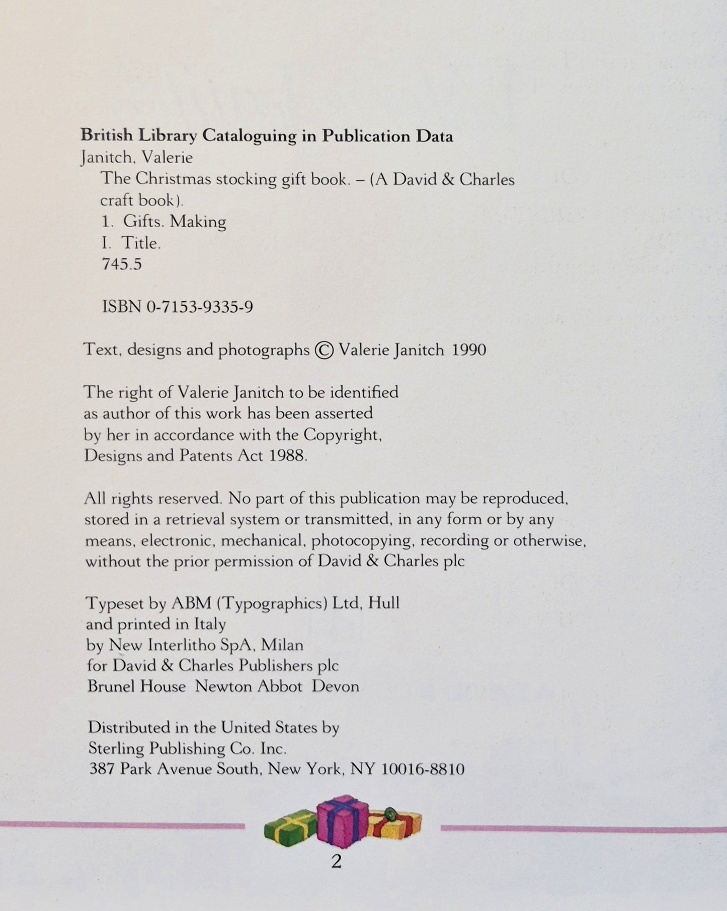 The Christmas Stocking Gift Book von Valerie Janitch (Sehr gut, 1990, HC, 120 Seiten, David & Charles Pub.)