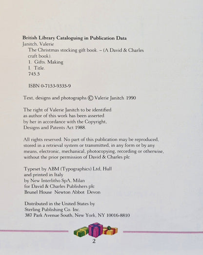 The Christmas Stocking Gift Book von Valerie Janitch (Sehr gut, 1990, HC, 120 Seiten, David & Charles Pub.)