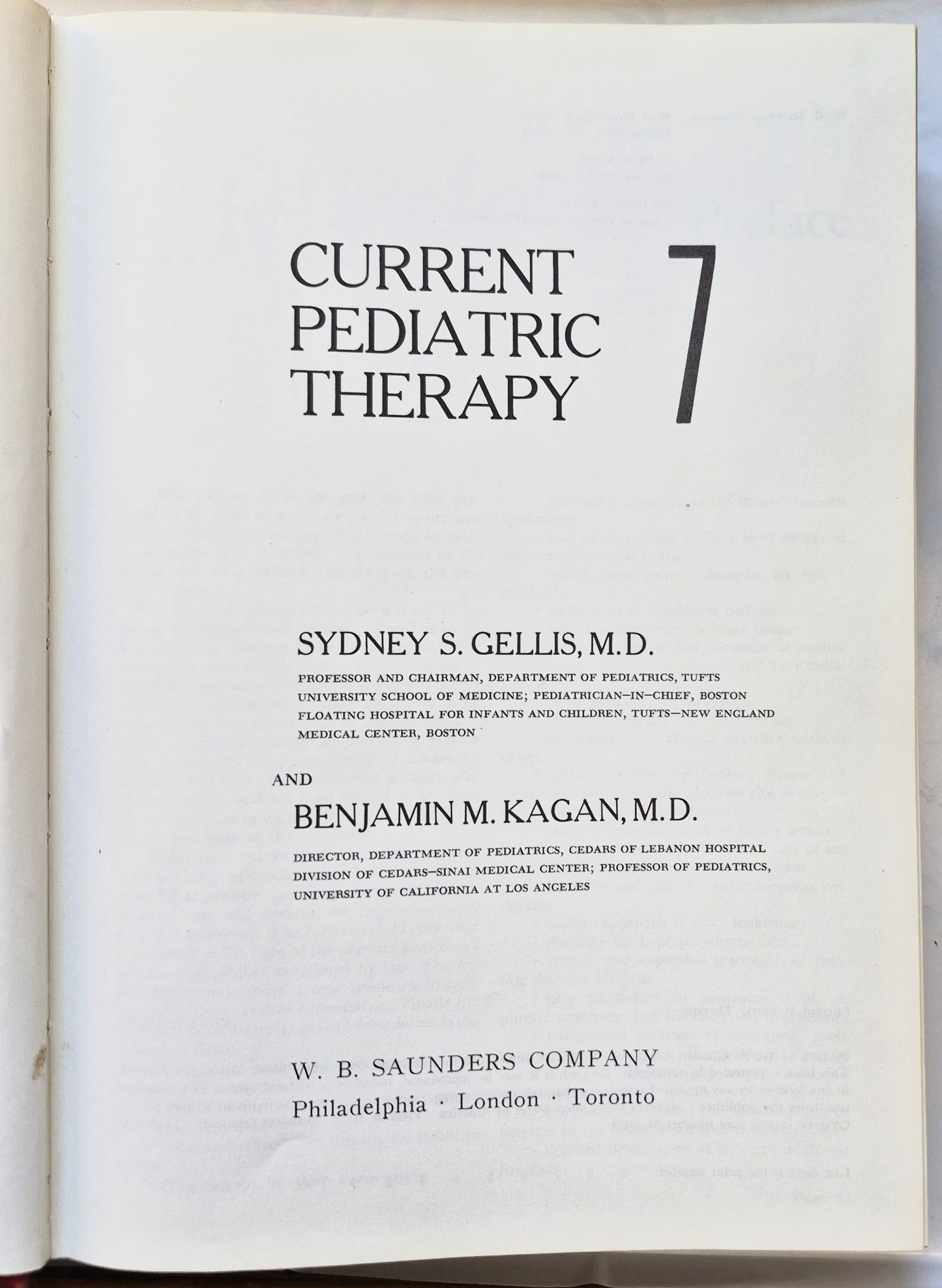 Current Pediatric Therapy 7 von Sydney S. Gellis; Benjamin M. Kagan (Sehr gut, 1976, gebunden, 781 S., W.B. Saunders)