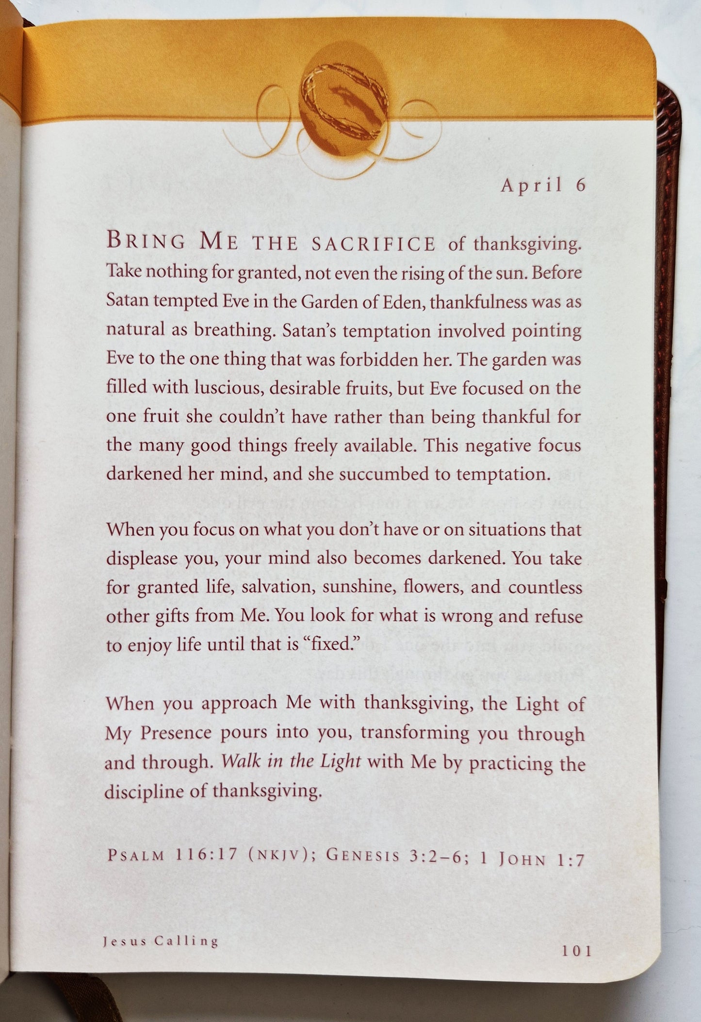 Jesus Calling: Tägliche Andachten für das ganze Jahr von Sarah Young (Gut, 2004, wattierter HC, 382 Seiten, Thomas Nelson)