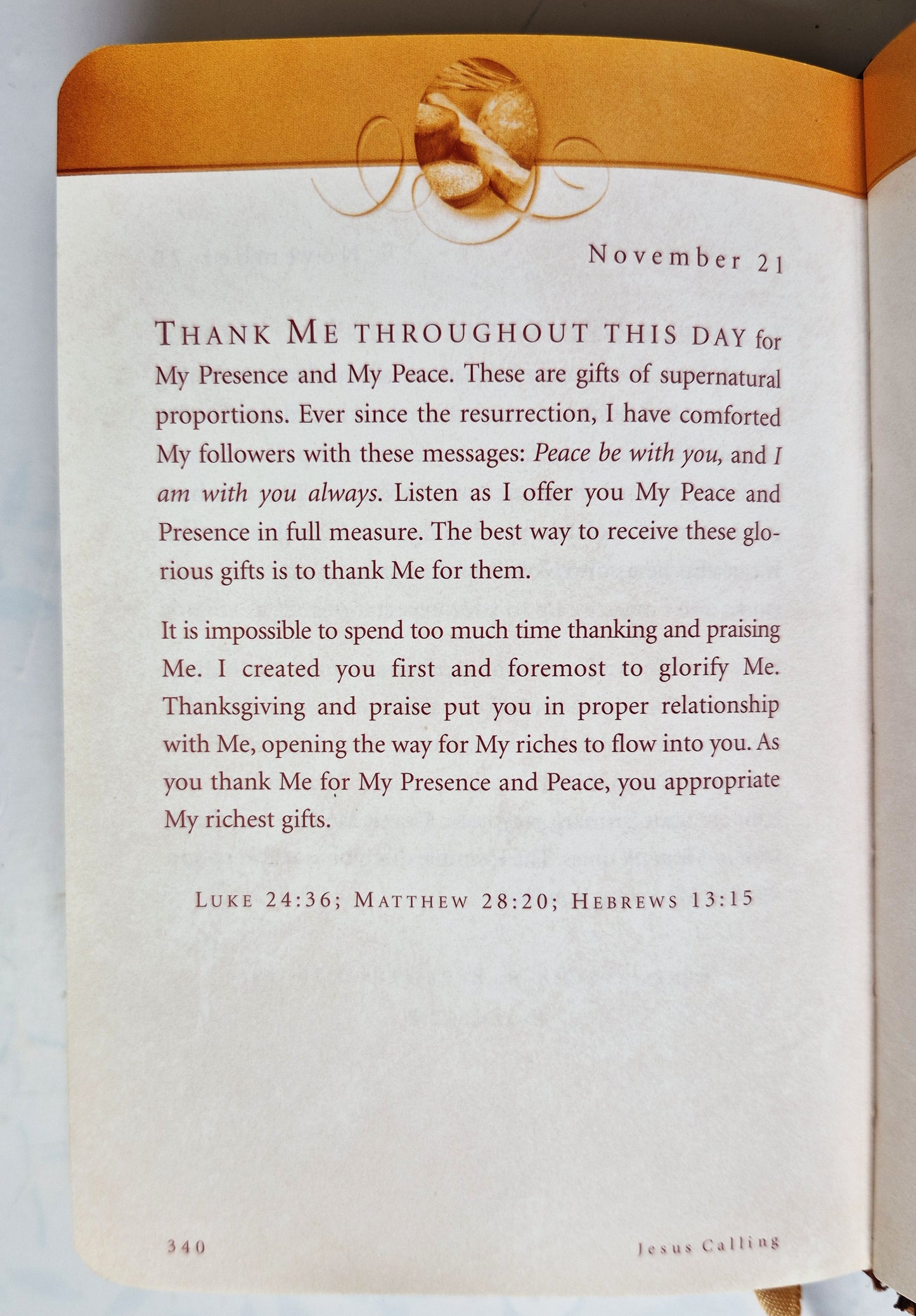 Jesus Calling: Tägliche Andachten für das ganze Jahr von Sarah Young (Gut, 2004, wattierter HC, 382 Seiten, Thomas Nelson)