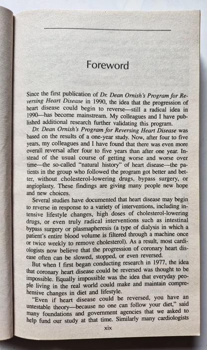 Dr. Dean Ornish's Program for Reversing Heart Disease by Dean Ornish (Very Good 1996 Pbk 638 pgs Ballantine Books)