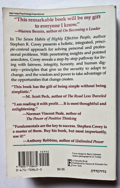 The 7 Habits of Highly Effective People: Powerful Lessons in Personal Change by Stephen R. Covey (Very Good 1990 Pbk 358 pgs Fireside Books)