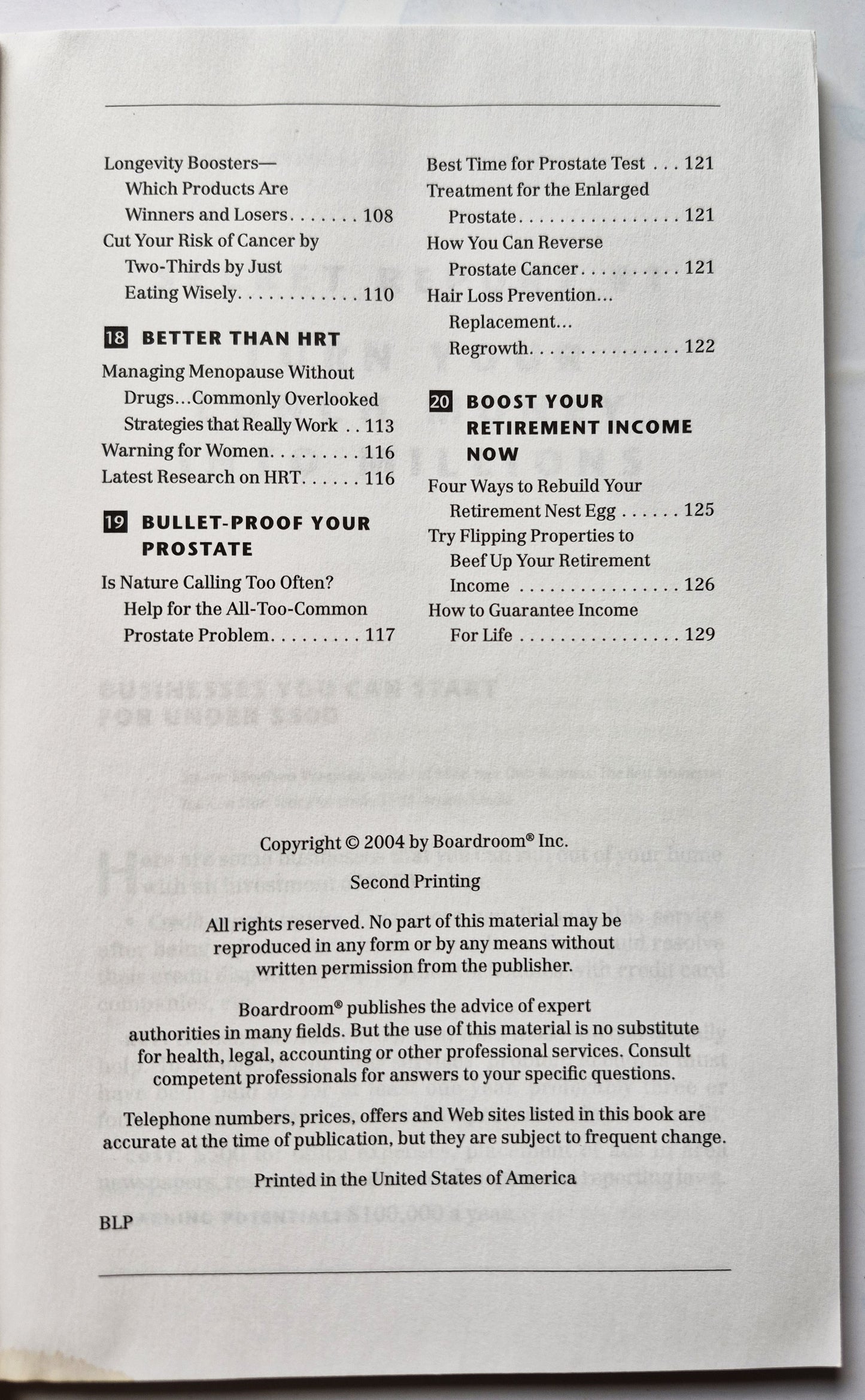 Bottom Line's Top 20 Secret Reports of All Time (Very Good 2004 Pbk 130 pgs Boardroom Inc.)
