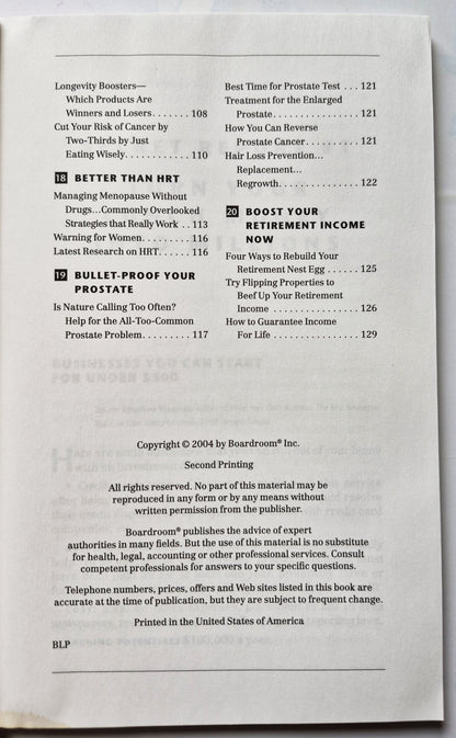Bottom Line's Top 20 Secret Reports of All Time (Very Good 2004 Pbk 130 pgs Boardroom Inc.)