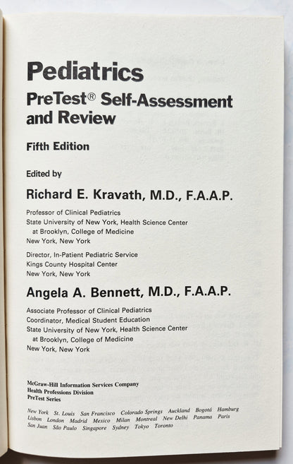 Pediatrics 5th Ed. by Richard E. Kravath; Angela A. Bennett (Very Good 1989 PBK 220 pgs McGraw-Hill)