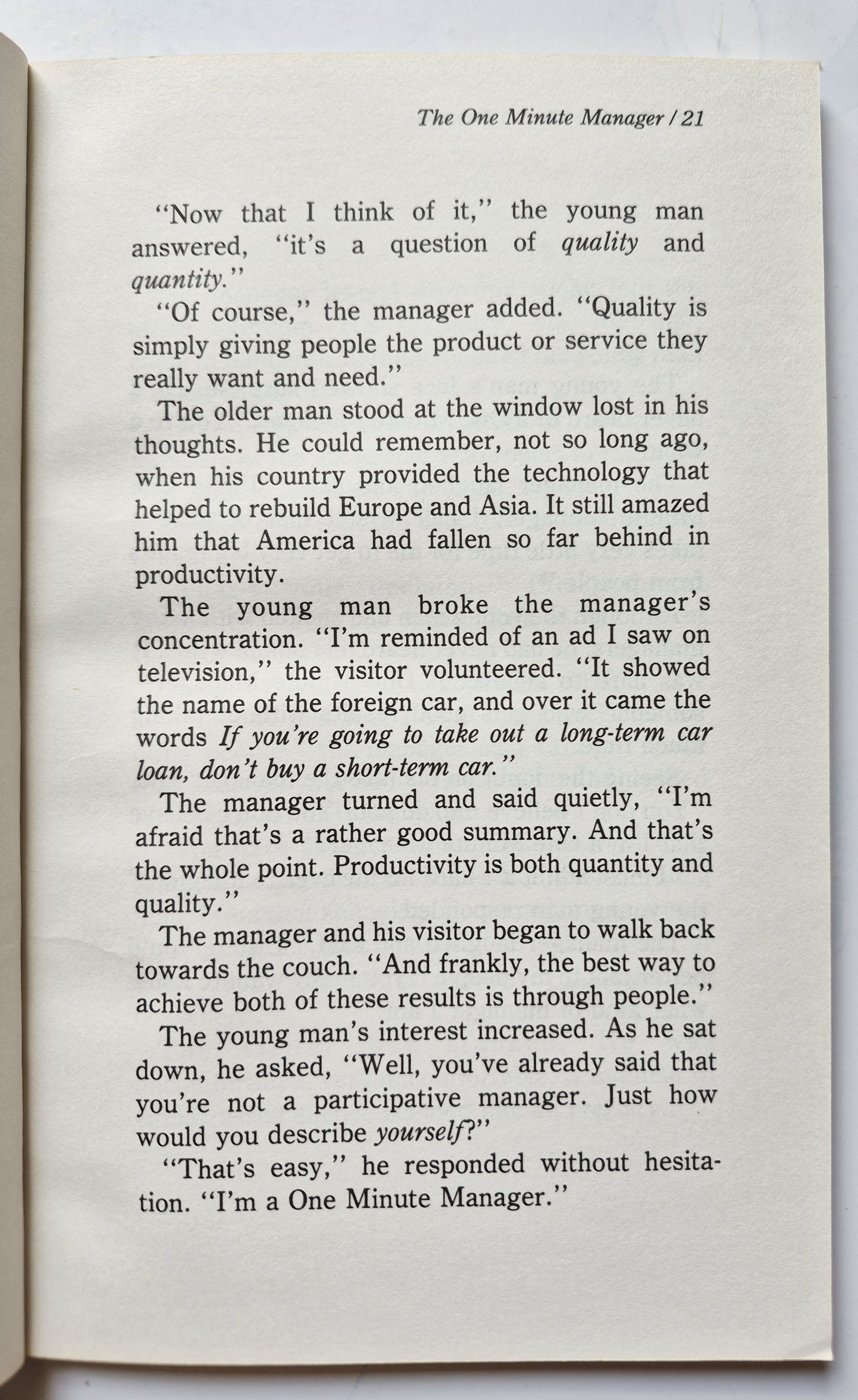 The One Minute Manager by Kenneth Blanchard; Spencer Johnson (Very Good 1983 Pbk 111 pgs Berkley Books)