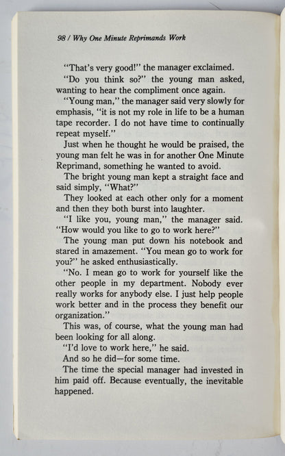 The One Minute Manager by Kenneth Blanchard; Spencer Johnson (Very Good 1983 Pbk 111 pgs Berkley Books)