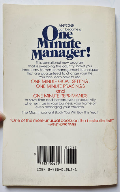 The One Minute Manager by Kenneth Blanchard; Spencer Johnson (Very Good 1983 Pbk 111 pgs Berkley Books)