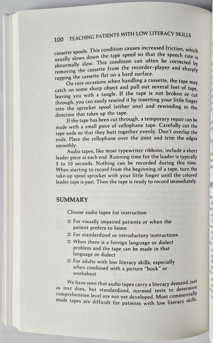 Teaching Patients with Low Literacy Skills by Cecilia C. Doak; Leonard G. Doak; Jane H. Root (Very Good 1985 Pbk 171 pgs J.B. Lippincott Co.)