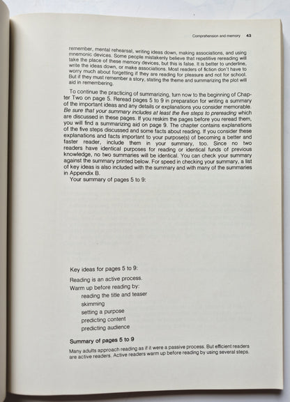Reading Faster for Ideas by Elaine L. Cohen; Mary A. Poppino (Good 1984 Pbk 321 pgs Holt Rinehart & Wilson)