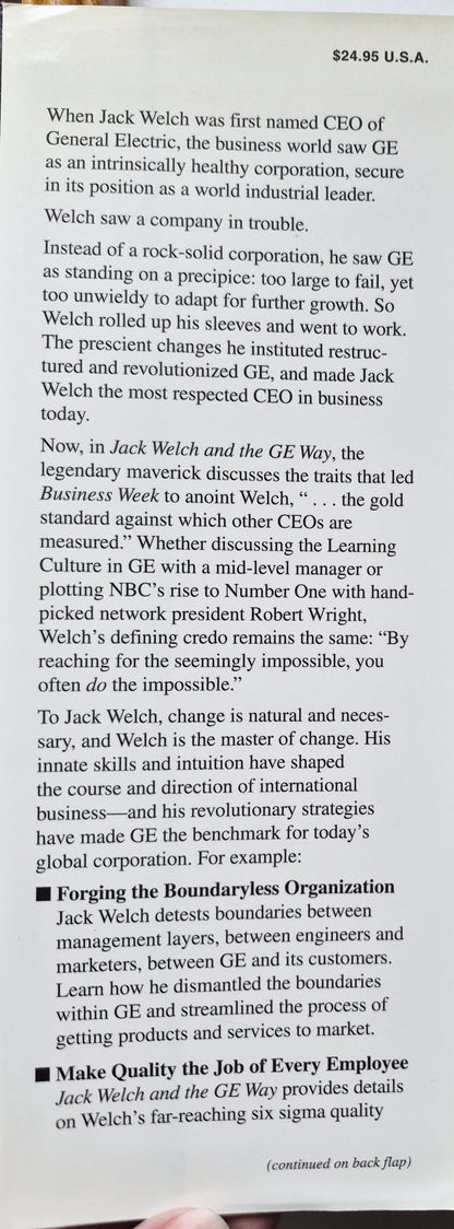Jack Welch and the GE Way by Robert Slater (Very good, 1999, HC, 328 pgs, McGraw-Hill)