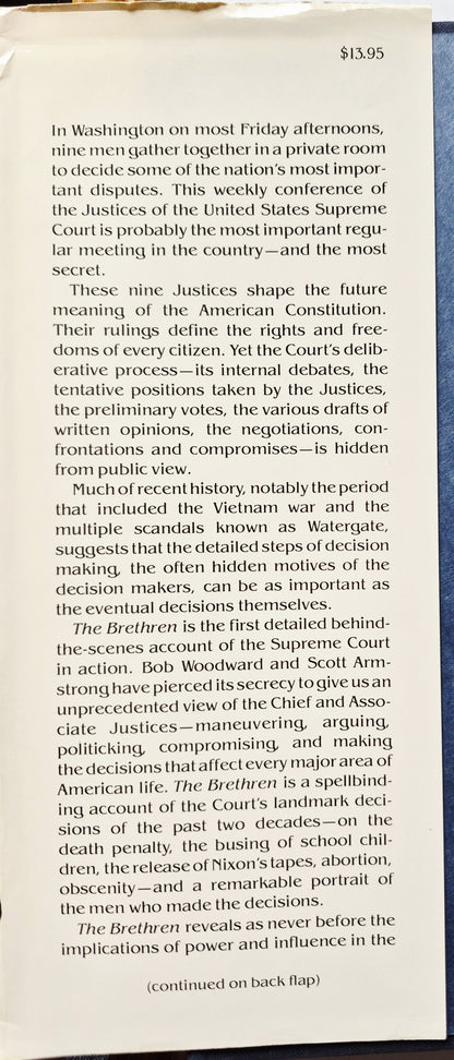 The Brethren: Inside the Supreme Court by Bob Woodward; Scott Armstrong (Very good, 1979, HC, 467 pgs, Simon and Schuster)