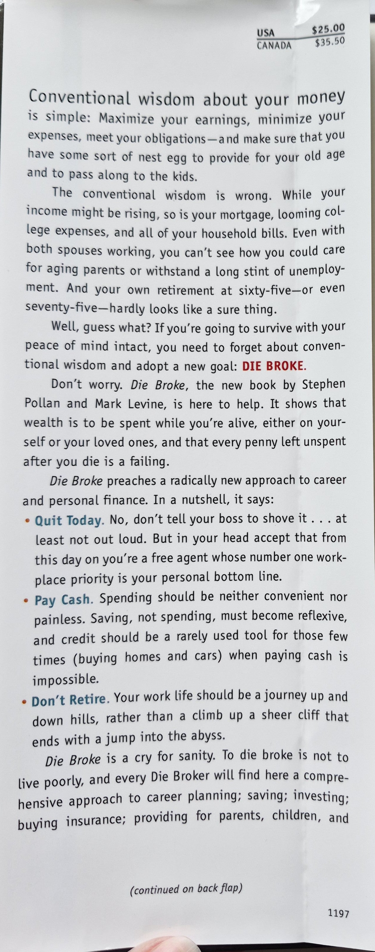 Die Broke: A Radical, Four-Part Financial Plan by Stephen M. Pollan (Very good, 1998, HC, 304 pgs, HarperBusiness)