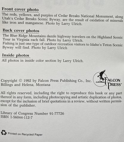 Scenic Byways II: Your Complete Guide to America's Most Scenic Drives by Beverly Magley (Good, 1992, Pbk, 210 pgs, Falcon Press)