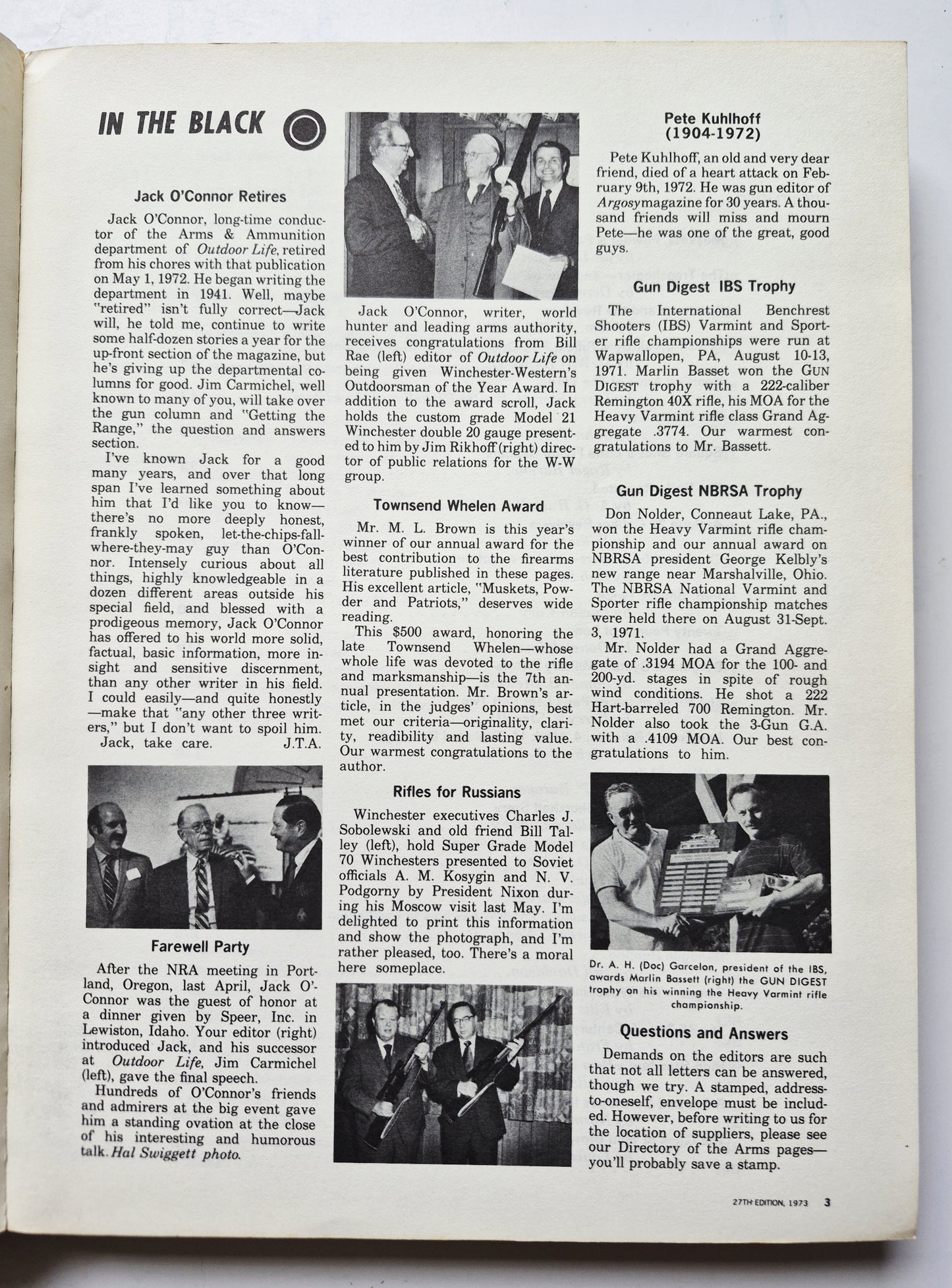 Gun Digest 27th Anniversary 1973 Deluxe Edition edited by John T. Amber (Very Good, 1973, Pbk, 480 pgs, Digest Books)