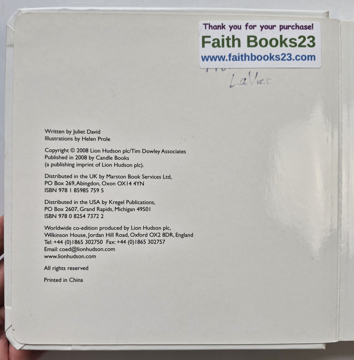 My Very First Bible by Juliet David; Helen Prole (Very good, 2008, HC Boardbook, Candle Books)