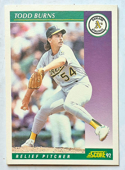 Burns Todd Oakland Athletics Relief Pitcher #341 1992 Score Baseball Card